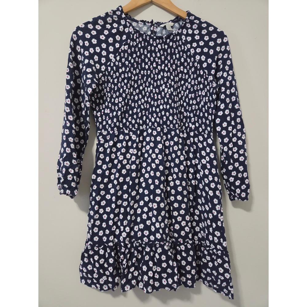 Charlotte‎ by Cato Navy Blue Daisy Floral Smocked Mini Dress XL 18 Long Sleeve